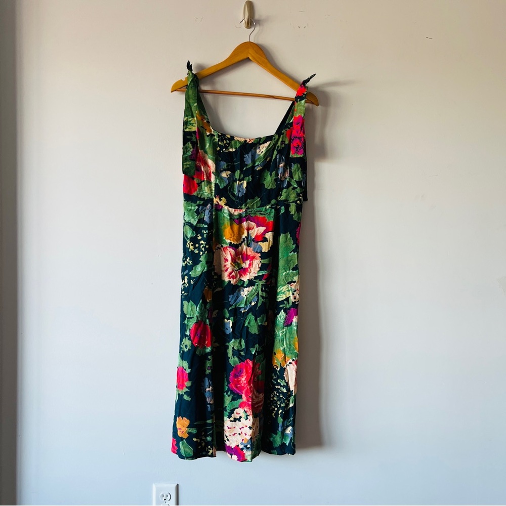 Sezane Dorotha Dress Floral Midi Trianon Print Tie Strap Slit Dress Size 6 US - Picture 2 of 9